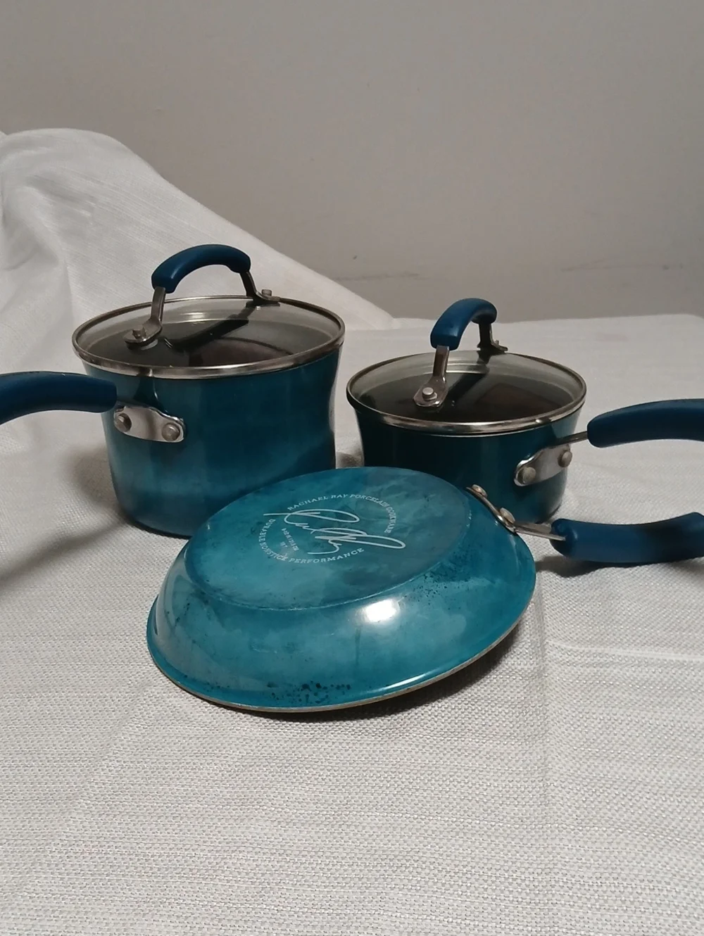5 Pieces Rachael Ray Teal Nonstick Saucepan and Frypan Set - Brand Unspecified